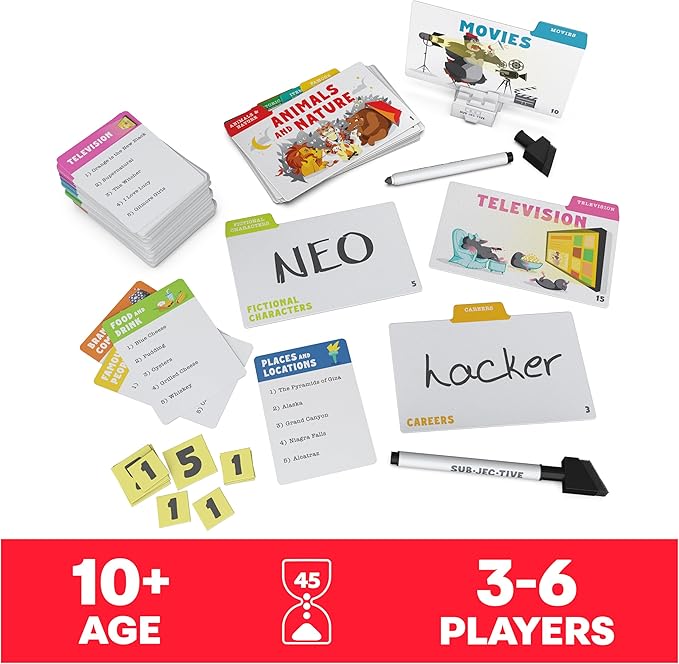 Spin Master Games, Subjective, A Personality Trivia Game for Fun Family Game Night, Kids Games, Camp Games, Word Games, for Kids & Adults Ages 10+