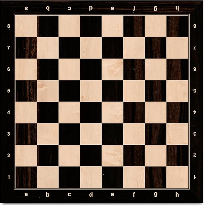 A&A 21.25" Professional Wooden Tournament Chess Board/African Palisander & Maple Inlay / 2.25" Squares w/Notation