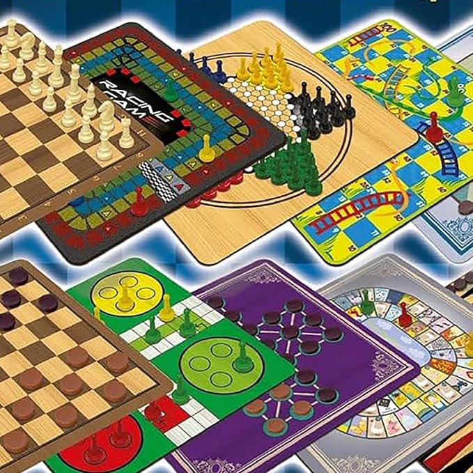 Classic Games, Enjoy 100 Different Games, Includes 5 Double-Sided Playing Boards, Fun for Children and Adults, For Ages 3 and up