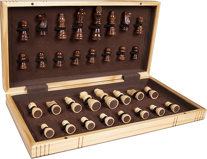 Kangaroo Premium Wooden Chess Set, 11'' Chess Board Game with Wooden Storage Box & Magnetic Chess Closure, Folding Luxury Chess Set, Travel Chess Sets for Adults & Kids, Chess Sets for Adults, Kids