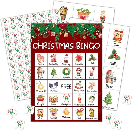 Bingo Game, 24 Players, Birthday Party Games Card, Family Activities Bingo Cards for Teen - FS171