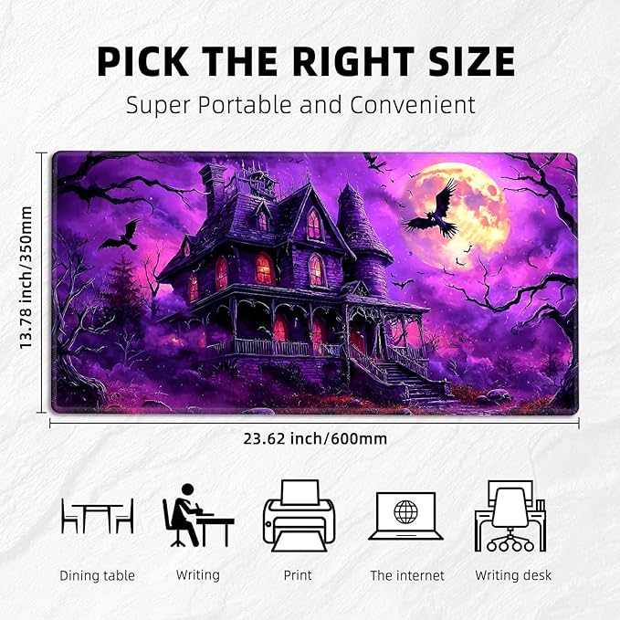 for MTG Playmat with Zones Storage Bag,for TCG Playmat and Playing Card Mat for Magic Board Games, Haunted House Non Slip Stitched Edges Game Mat, Rollable Foldable Card Playmats