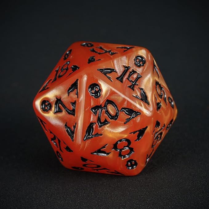 7-Die DND Dice Set Halloween Pattern Polyhedral Die Set with Leather Bag, Skull Dice D&D Die for Dungeons and Dragons RPG Table Games (Halloween Pattern-Orange/Black Number)