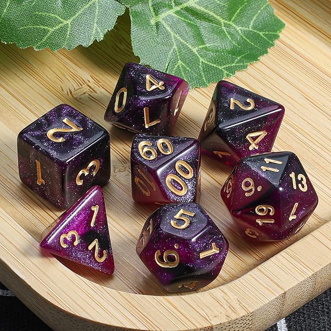 CiaraQ DND Polyhedral Dice Set with a Black Dice Bag for D&D RPG MTG Role Playing Table Games