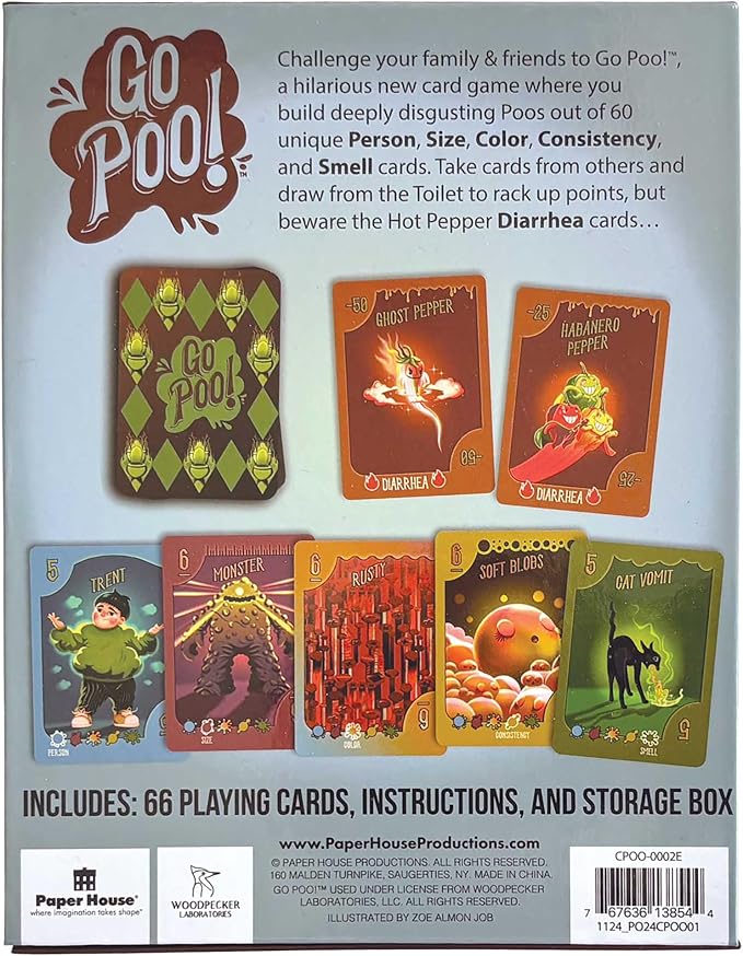 Paper House: Go Poo! The Game - Laugh Out Loud Funny Card Collection Game, Family Game Night, Hilarious Toilet Humor, Adults Kids Age 6+, 2-6 Players