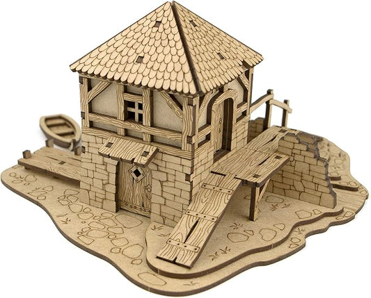 TowerRex Watermill D&D Terrain Buildings, DND Accessories for Dungeons & Dragons, Pathfinder, Warhammer, Tabletop Battle Map, Wooden Laser Cut Wargaming Terrain, RPG Scenery for 32mm, 28mm Miniatures