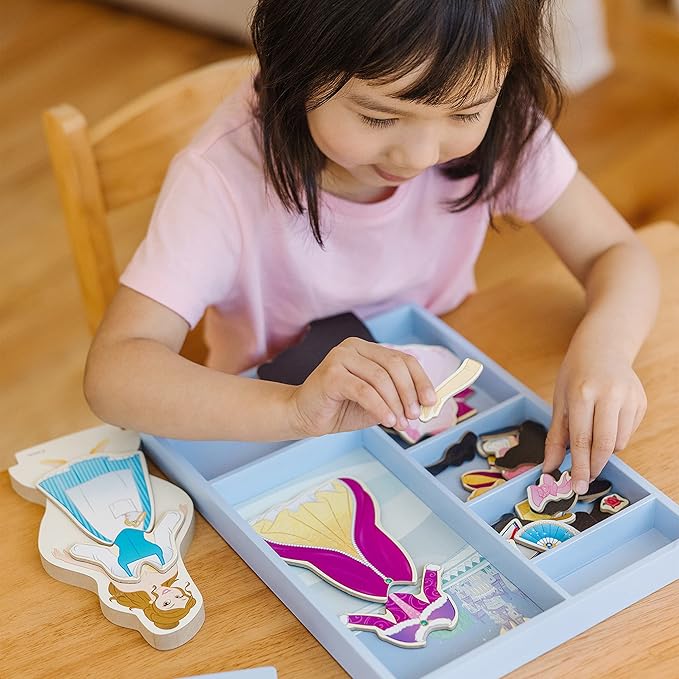 Melissa & Doug Disney Belle Magnetic Dress-Up Wooden Doll Pretend Play Set (30+ pcs)