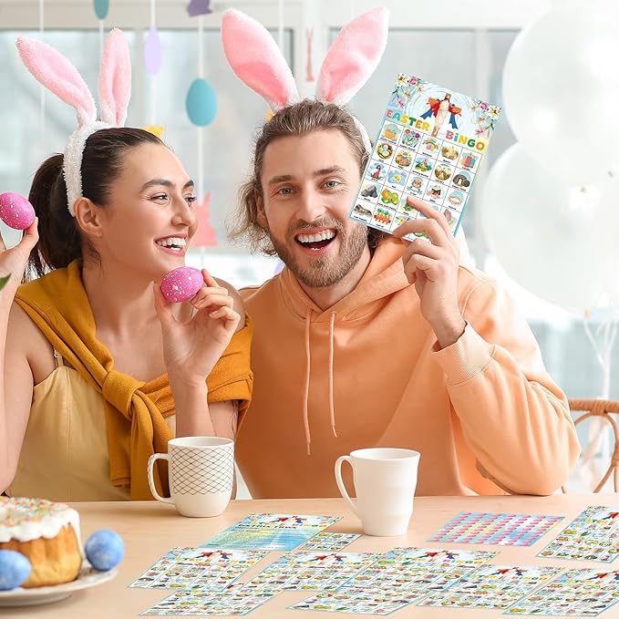 Easter Bingo Game Cards - 24 Players Bingo Games Indoor Activities Gifts Party Favors, Family Open Day Holiday Parties Supplies, Easter Basket Filler Stuffers