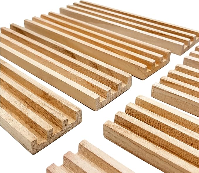 Wooden Domino Racks/Trays Set of 8 Natural Domino Trays Holders Organizer for Mexican Train Chickenfoot and Other Domino Games - Dominoes NOT Included