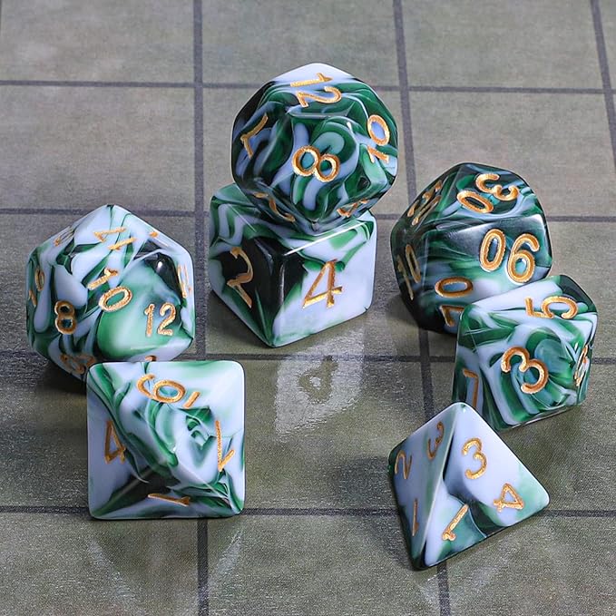 CiaraQ DND Polyhedral Dice Set with a Black Dice Bag for D&D RPG MTG Role Playing Table Games