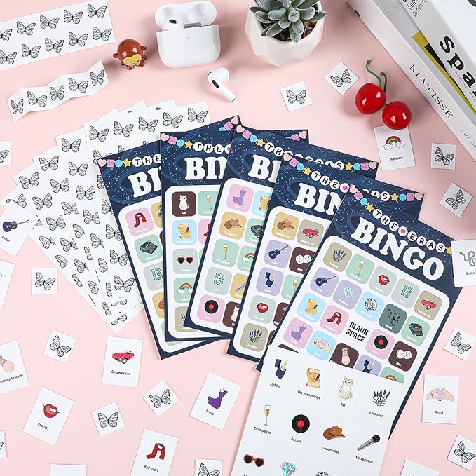 Music Party Bingo Games Singer Birthday Games Music Lovers Birthday Party Favors Guitar Bingo Cards 24 Players for Adults Fans Bachelorette Family Gathering Favors