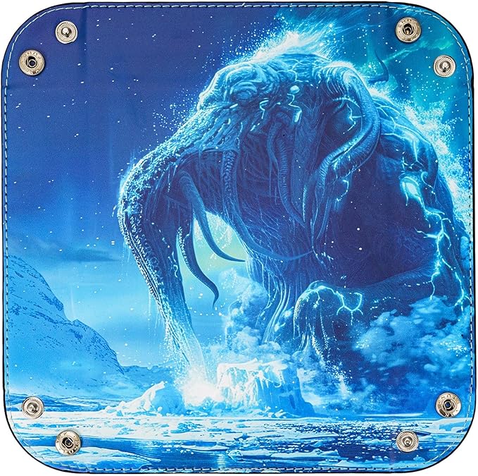 Dice Rolling Tray D&D Folding Square DND Dice Trays PU Leather Desk Organizer Accessory Case for Desktop Storage and RPG Board Games, Jewelry Valet Tray for Women and Men