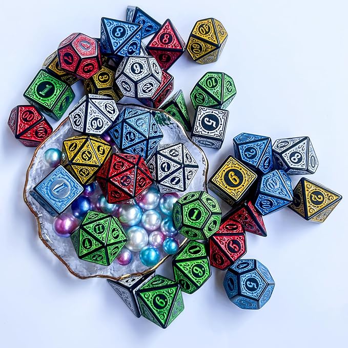35Pieces DND Dice Set| Carving Dice Polyhedral Dice Set for Board Game