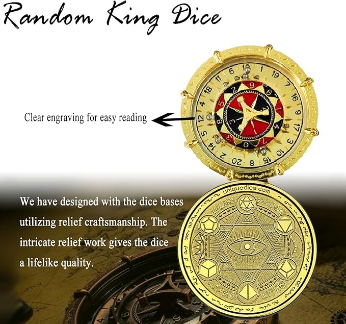 Unique DND Dice Random King, Magic Circle D and D Roulette Dice Spinner, 7-in-2 Dual-Spin Wheels DND Dice Set D20 D12 D10 D% D8 D6 D4 for Dungeons and Dragon, RPG Role Playing Game