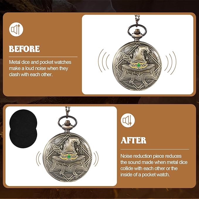 D&D Dice Set,7PCS Metal Dice for Dungeons and Dragons,Mini Dice Set with Pocket Watch Case,Role Playing Board Games Accessories (Wizard, Bronze)
