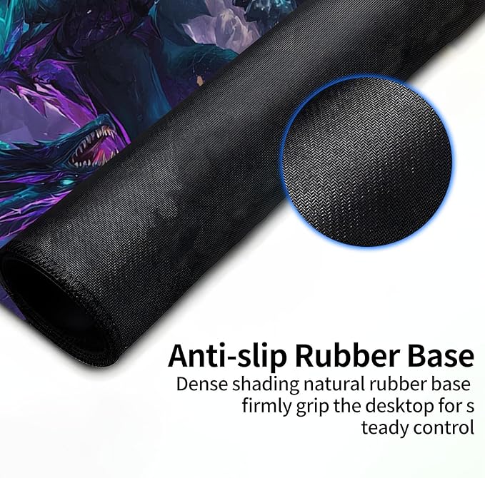 for MTG Playmat for Trading Card Games, Non-Slip Rubber Smooth Surface with Stitched Edges, Durable Desk Pad for Card Games, Custom Anime Playmat, Majestic Dragon Purple Blue Glowin