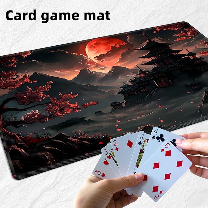 for MTG Playmat with Storage Bags, Card Playmat for TCG Card Playing Game,Rollable & Foldable for PTCG and Board Game Mat for Cards,Non-Slip Pagoda Desk Mat for Home Office