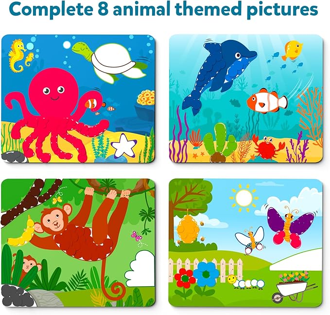 Skillmatics Dot It Sticker Art Activity - Animals, Mess-Free Fun for Kids, 500+ Stickers, Craft Kits, DIY Scrapbooking Activity, Travel Toys, Gifts for Boys & Girls Ages 3, 4, 5, 6, 7