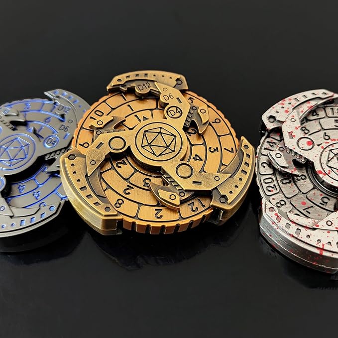 2024 Shadow Roulette Dice Spinner for DND Dice Set, 7-in-1 Dragon Metallic D&D Dice with Gift Case for Dungeons and Dragon Game, RPG Role Playing Table Game Gifts (Black Gold), sDGND202403