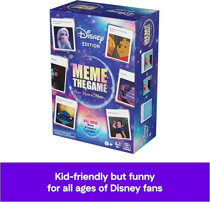 Spin Master Games, Disney Meme The Game, Disney Card Game for Hilarious Family Fun, Funny Caption Contest with Classic & Modern Characters, for Kids & Family, 3-6 Players, for Ages 8 & Up