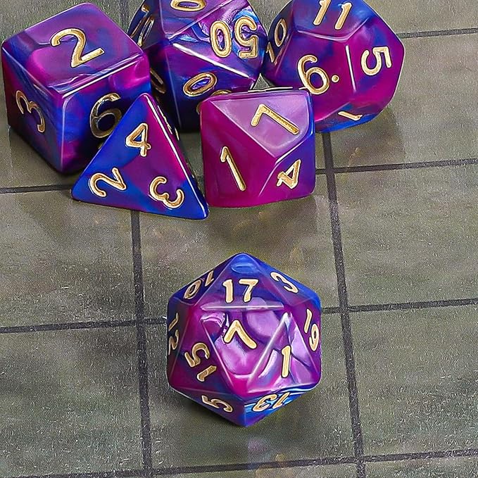 CiaraQ DND Polyhedral Dice Set with a Black Dice Bag for D&D RPG MTG Role Playing Table Games
