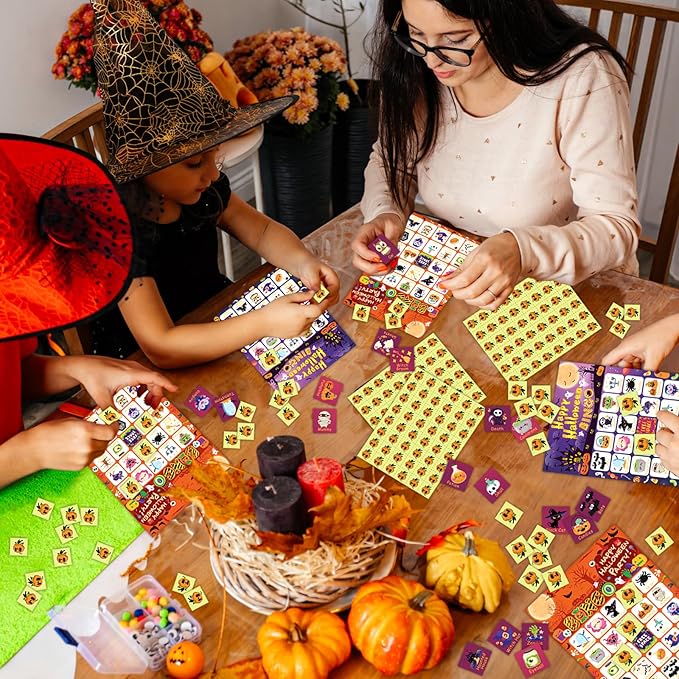 Halloween Bingo Game 24 Players Halloween Bingo Cards, Halloween Party Games for Kids Adults Family Activity, Halloween Party Supplies Kids Bingo