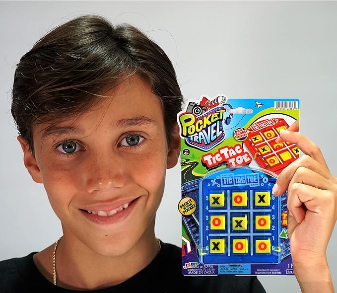JA-RU Portable Tic Tac Toe (1 Pack) Classic Mini Board Games for Kids. Pocket Travel Size. Party Favor Birthday Stocking Stuffer. 3256-1