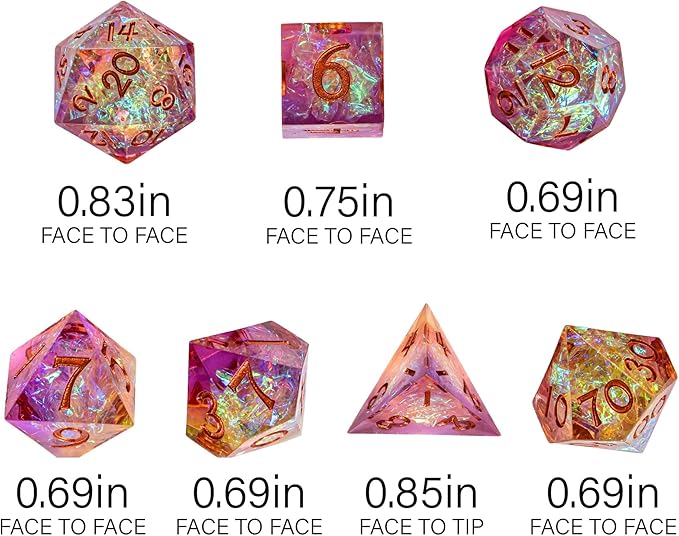 7PCS DND Dice Set,Transparent Sharp Edge Dice Set D&D RPG Polyhedral Die,for Dungeons and Dragons TTRPG Games Roleplaying Games Pathfinder,with Gift Box(Purple and Orange)