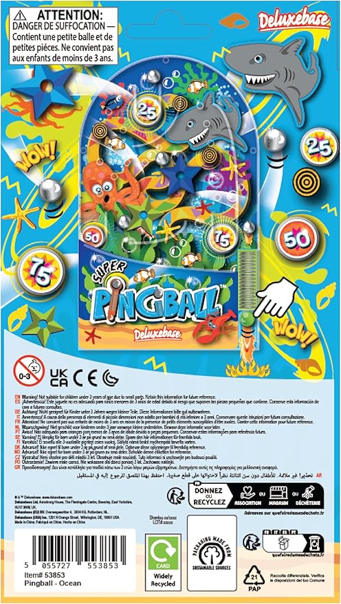 Pingball - Dinosaur by Deluxebase. Classic Retro Handheld Arcade Toy, Pinball Small Travel Game for Kids, Non-Electronic Games for Great Gifts and Party Favors.