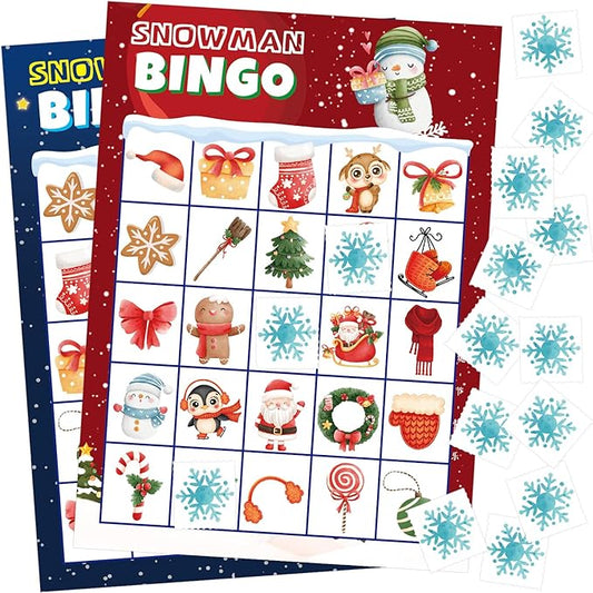 ceiba tree Christmas Bingo Cards Snowman Bingo Game for Kids 24 Players Holiday Classroom Activity Party Supply