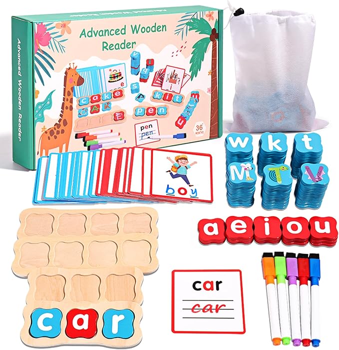 CVC Word Games 143pcs Flashcard CVC Word Reading Spelling Games Easter Basket Stuffer Montessori Educational Toy for Kids 2 3 4 5+ Years Old
