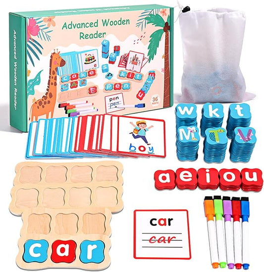 CVC Word Games 143pcs Flashcard CVC Word Reading Spelling Games Easter Basket Stuffer Montessori Educational Toy for Kids 2 3 4 5+ Years Old
