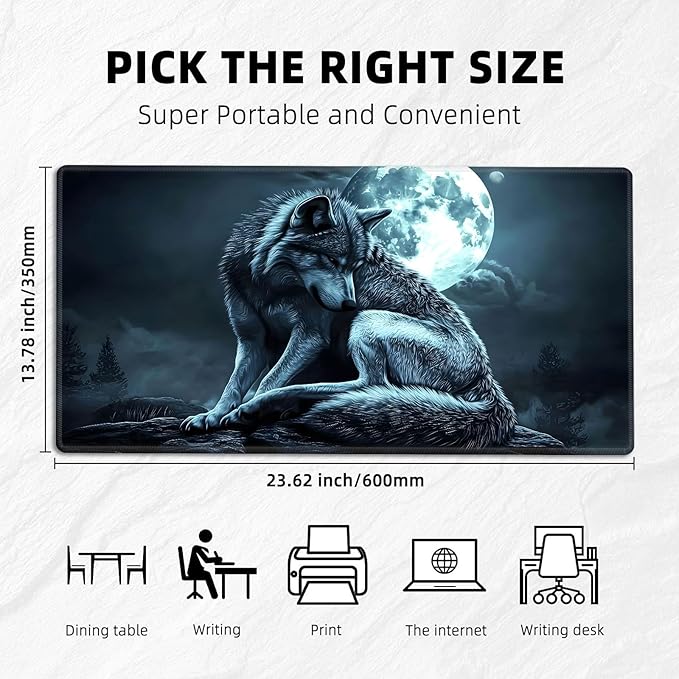 for MTG Playmat with Zones Storage Bag,for TCG Playmat and Playing Card Mat for Magic Board Games, Wolf Non Slip Stitched Edges Game Mat, Rollable Foldable Card Playmats