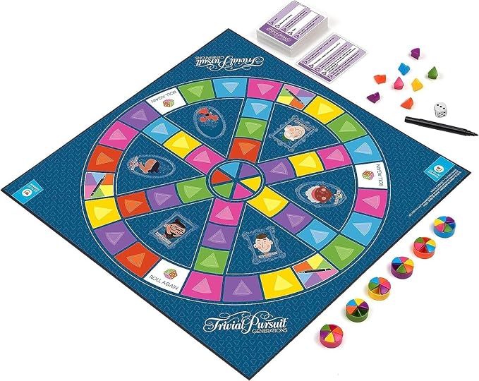 Joy for All Trivial Pursuit Generations - Trivia for Seniors - Cognitive Thinking Game - Big Easy to Read Cards for Low Vision - Fill-in-the-Blank Trivia Cards - Memory Board Game Activity for Elderly