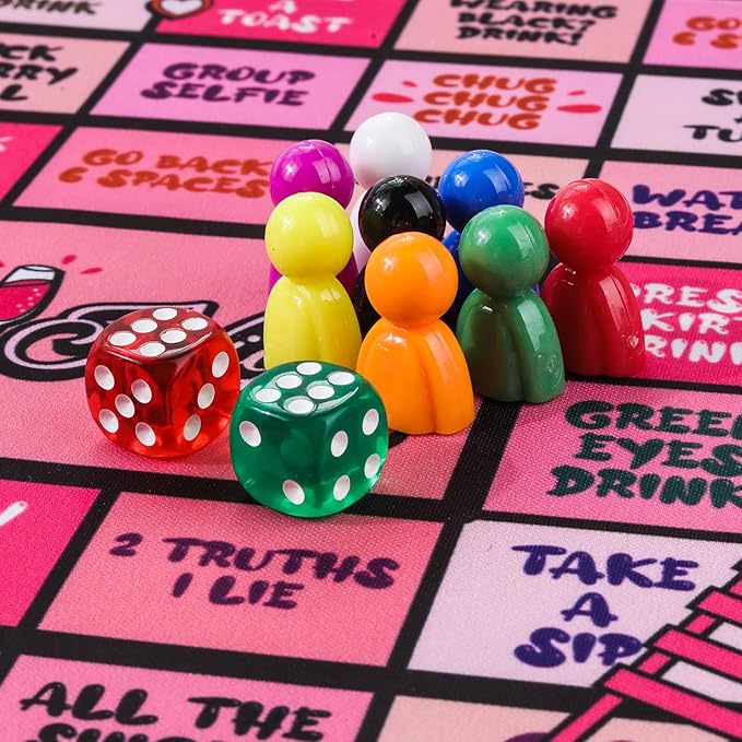 Drinking Games, Girls Night Rubber Mat Drinking Board Games for Adult, Funny Party Interactive Drinking Games for Girls Night, Bachelorette Party, Age 21+, 2-8 Players