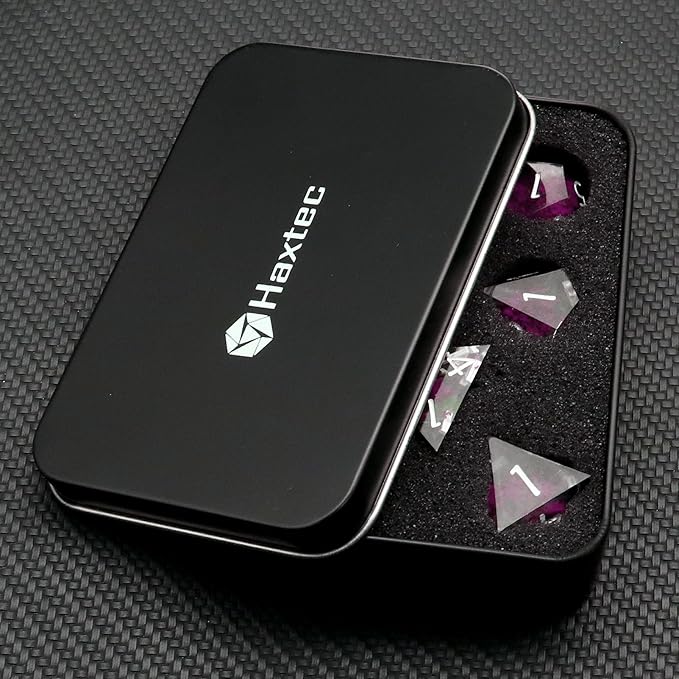 Haxtec Flower D&D Dice Set with Case - Polyhedral Dice, Sharp Edge Resin Dicia for TTRPGs DND Gift