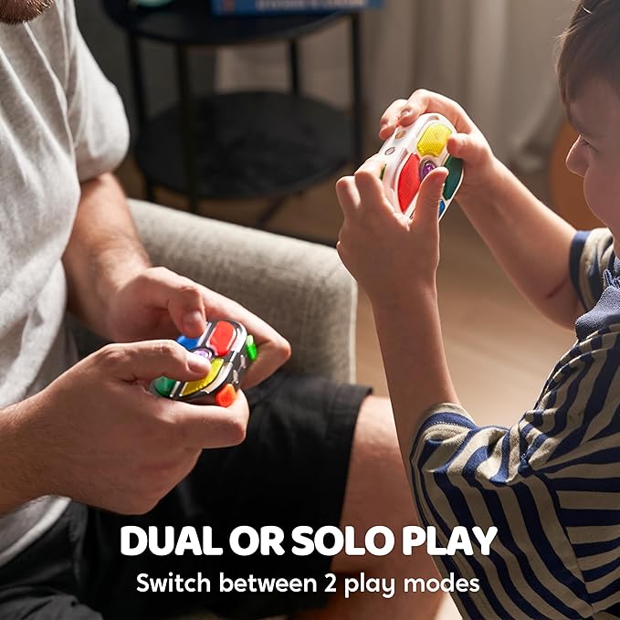 SYNCFUN 7-Key Handheld Game with 4 Game Modes, Board Games for 1 or 2 Players, Lights and Adjustable Sound, Ages 8+ (2-Pack)