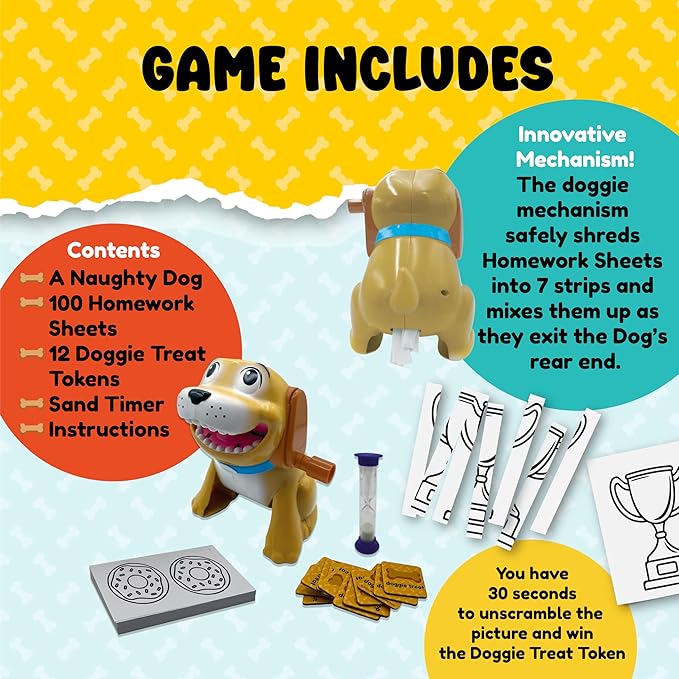 University Games, The Dog Ate My Homework: Easy, Fast-Paced Picture Guessing Game with a Naughty Dog Eating Homework, Ages 5 and Up