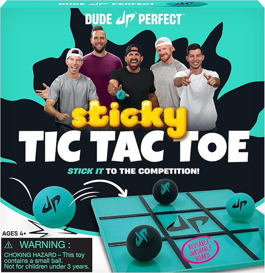 Dude Perfect Sticky Tic Tac Toe, Kids Tabletop Activity, for Family Game Night, for Gift and Parties, 2 Players, Ages 4+