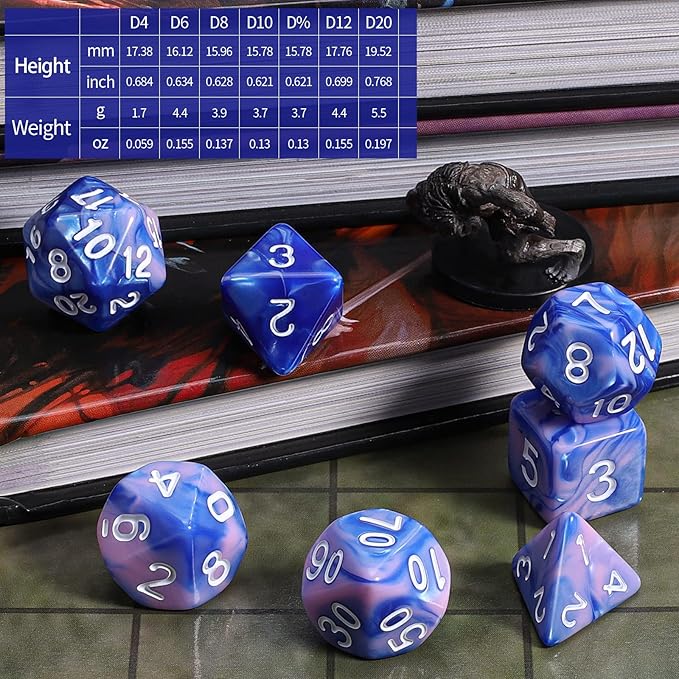 CiaraQ DND Polyhedral Dice Set with Dice Bag for Dungeons and Dragons RPG MTG Role Playing Table Games