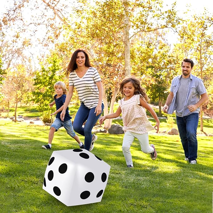 4 Pieces Jumbo Inflatable Dice 12.6 Inch Large Inflatable Dice Fun Game Toy for Indoor Outdoor Lawn Swimming Pool Party Favor Board Game Decoration, White