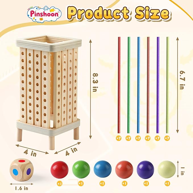 Montessori Toys for Kids 3-5, Wooden Board Game for Children's 4-8, Math Educational, Fine Motor Skill Toy for 3+ Year Olds Girls Boys, Classic Fun Games for Age 3 4 5 6 7 8 Girls Boys Gifts