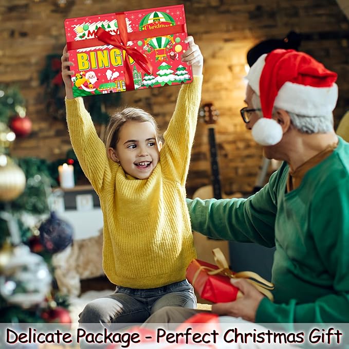 Christmas Bingo Game for Kids 24 Players, Christmas Bingo Cards Holiday Party Games for Family School Classroom Winter Party Supplies Favors Gifts