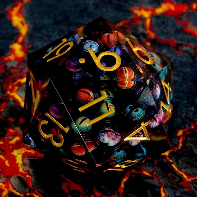 85MM Large Dragon Eyebal Dice, DND 85mm Jumbo D20 with Gift Case, Sharp Edge Polyhedral Dice for Dungeons and Dragons(Mixed Colors Eyeball-Small Eyeball)