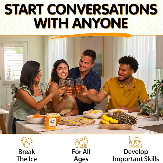 200 Ice Breaker Conversation Cards - Conversation Starters Friendly Small Talk Icebreakers for Friends, Coworkers, Family, Dates, & Acquaintances - Fun for Parties, Road Trips, Vacation Game Night