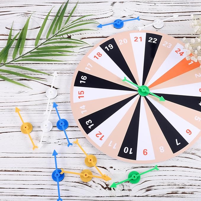 12pcs Arrow Game Spinners, 4 Colors Plastic Spinner Game Pointer Accessories Magnetic Spinners for Classroom Board Game Spinners for Activities DIY Projects (Green, Yellow, White, Blue)