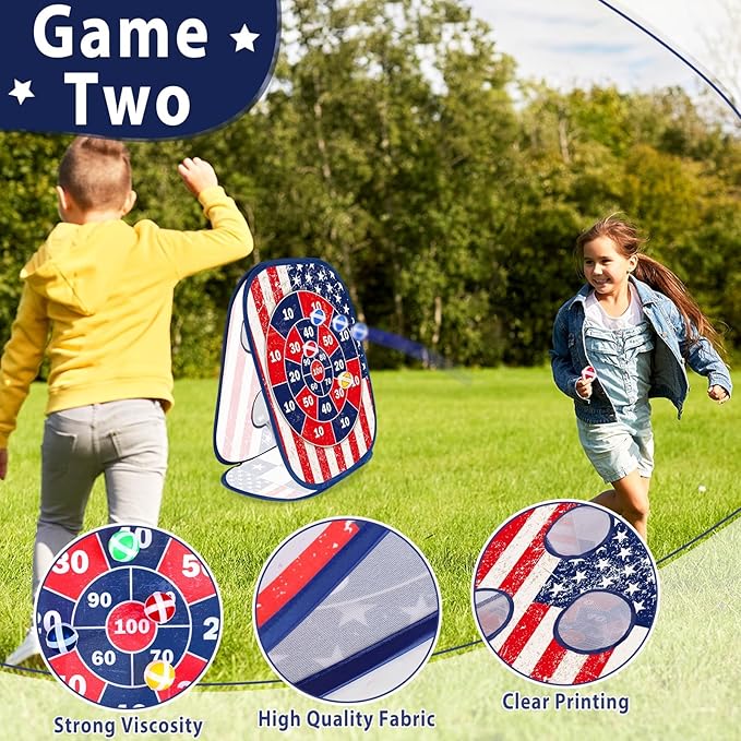 Bean Bag Toss Game for Kids 3 in 1 Carnival Cornhole Game Set,Sticky Ball Toss,Tic Tac Toe,Toddlers Outdoor Lawn Toys for Family Activities Gifts for 3 4 5 6 Year Old Boys Birthday Christmas