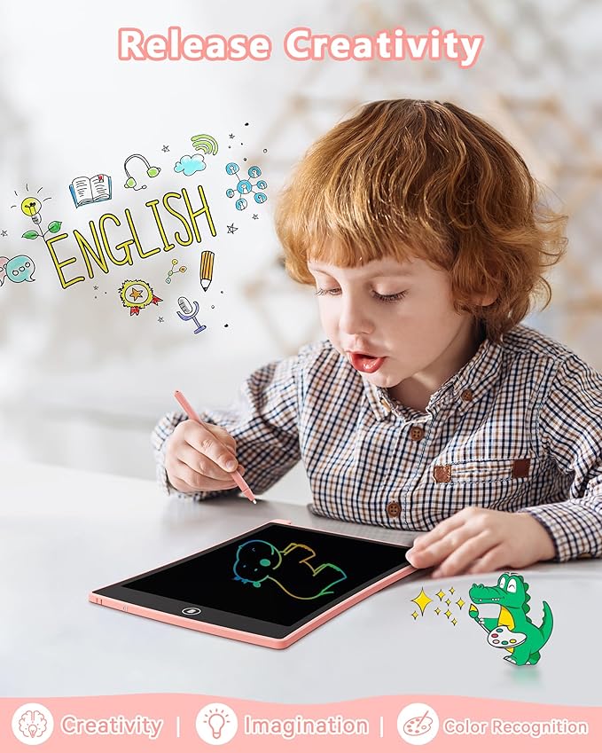 KOKODI Kids Toys LCD Writing Tablet, Colorful Toddler Drawing Pad Doodle Board Erasable, Educational Learning Toys Birthday Gifts for Girls Boys Age 3 4 5 6 7 8（Pink）