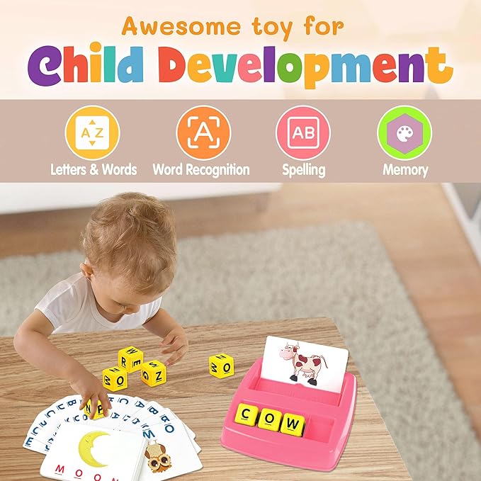 Educational Toys for 3 4 5 Year Old Boys Girls, Matching Letter Game Preschool Learning Activities for Kids Ages 3-8 Years Christmas Birthday Gifts for 3-6 Years Old Learning Toys for Toddlers