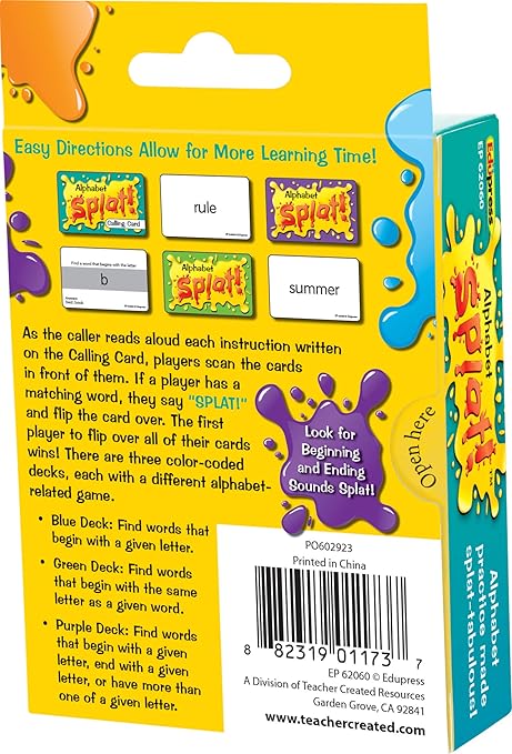Teacher Created Resources Alphabet Splat Game 6 5/8" x 3 5/8" x 1 1/4"